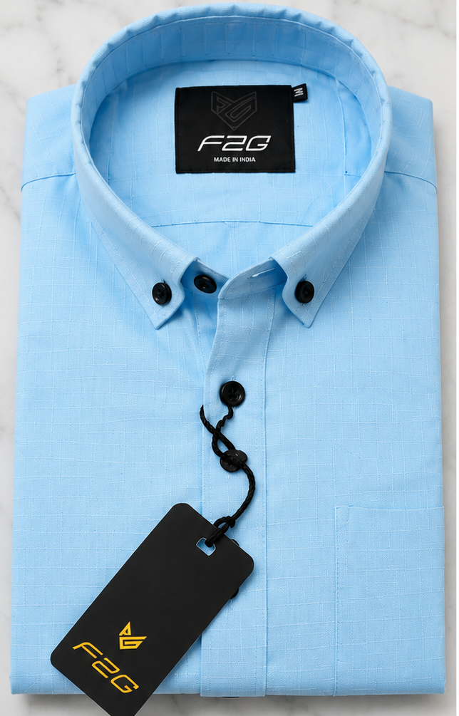 F2G Premium OLD MONEY Cotton Full Sleeve Shirt – Light Blue