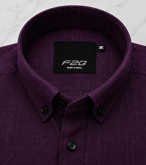 F2G Premium OLD money Cotton Full Sleeve Shirt - Deep Plum Purple